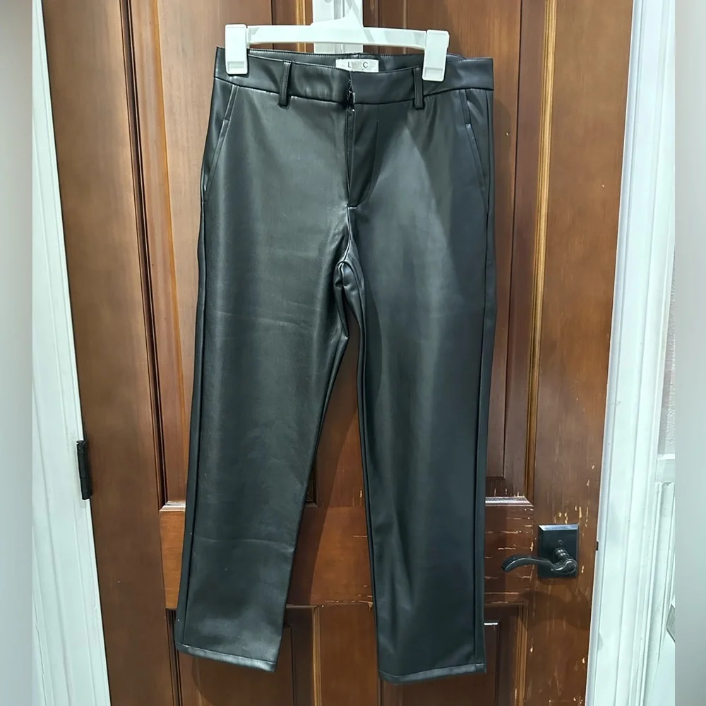 Black Faux Leather Trousers - Picture 2 of 13
